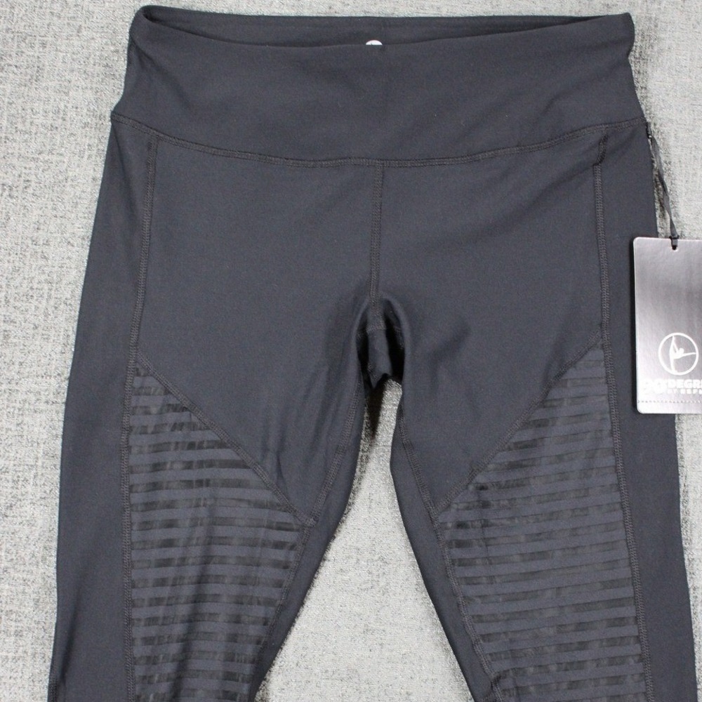 90 Degree by Reflex Womens Black Mesh Panel Cropped Leggings Size M NWT